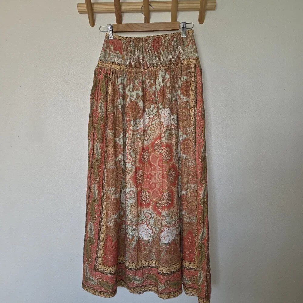 House of Harlow 1960 Linen Blend Paisley Maxi Skirt XS | Boho Festival - Picture 8 of 15